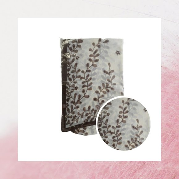 Chiffon square neck tie scarft leaf print - Picture 1 of 2